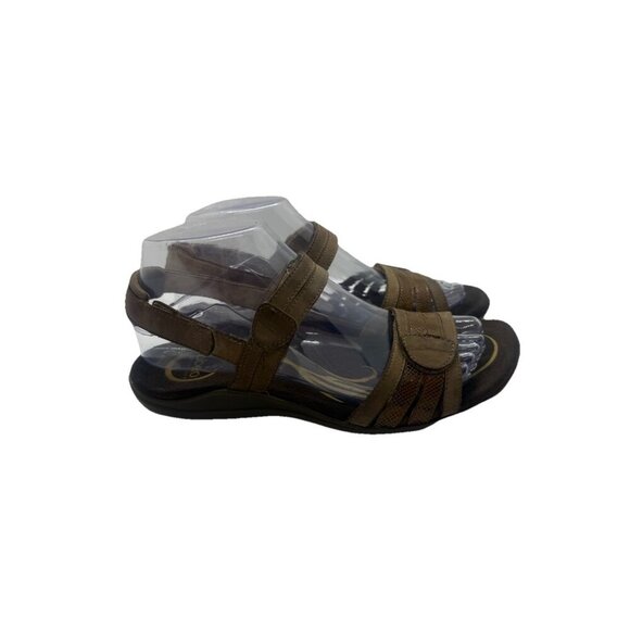 Abeo BRYNN Women's 7P Brown Leather Bio System Sandal Hook Loop Open Toe Comfort - Picture 1 of 9